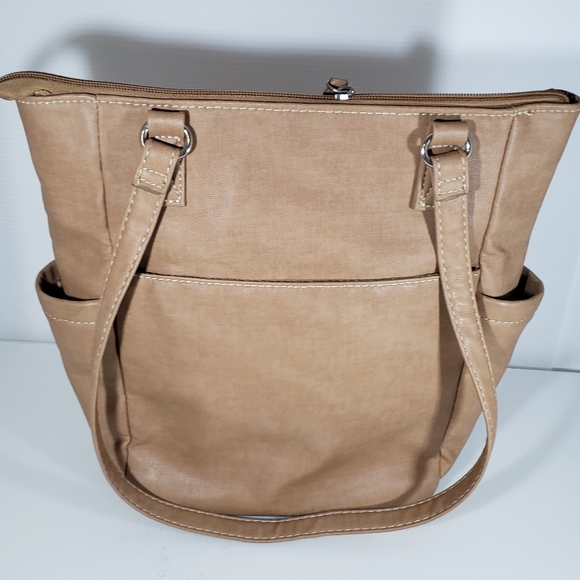 Multi Sac Beige Multi Pocket Functional Faux Leather Shoulder Bag - Picture 3 of 15